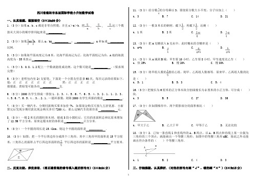 小升初分班考试数学试卷