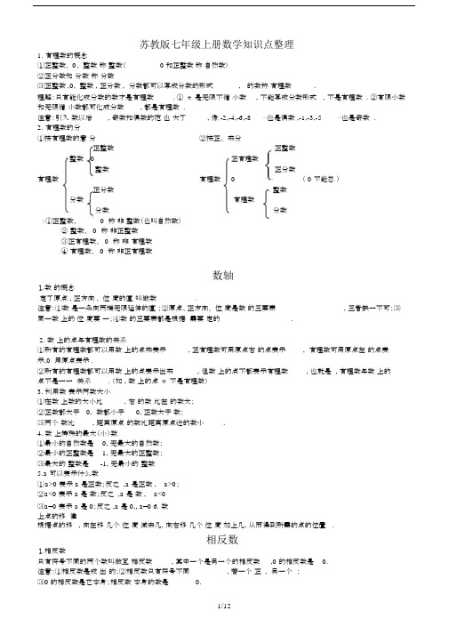 最新苏教版七年级上册数学知识点整理.docx