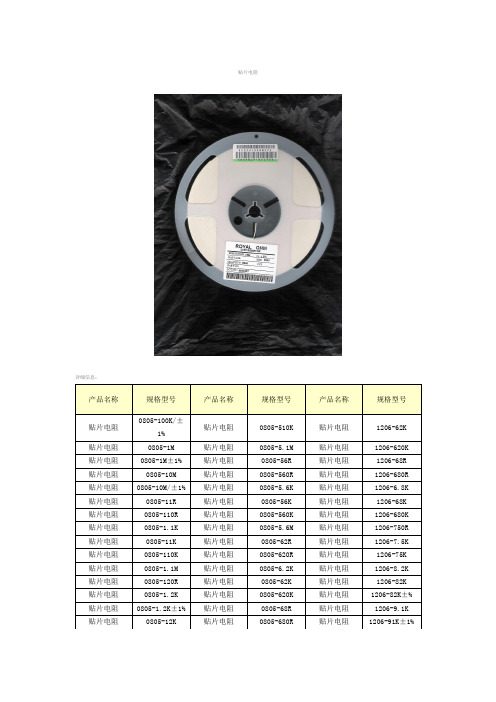 贴片电阻型号及选用方法