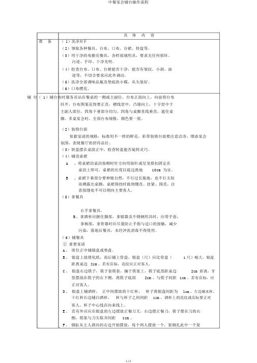 中餐宴会铺台操作流程