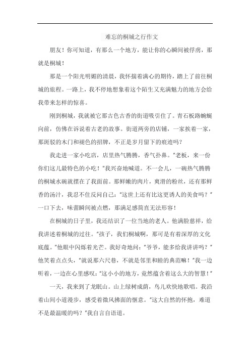 难忘的桐城之行作文