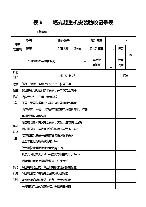 塔吊验收记录表格模板