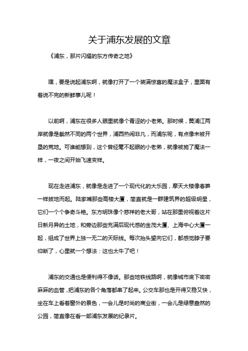 关于浦东发展的文章