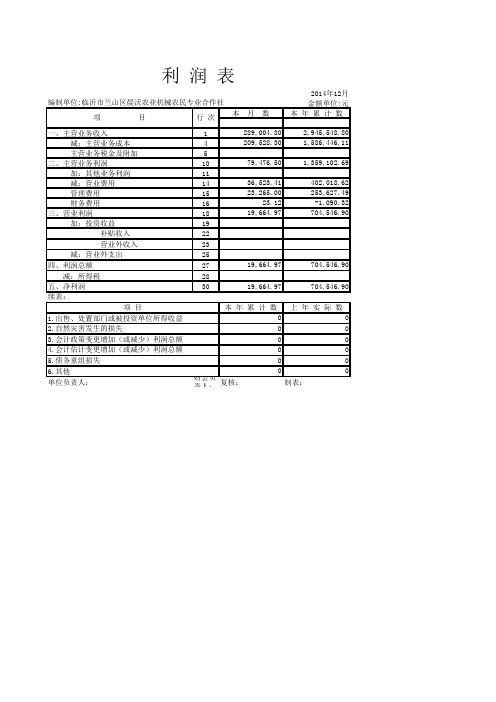 晨沃农机合作社报表