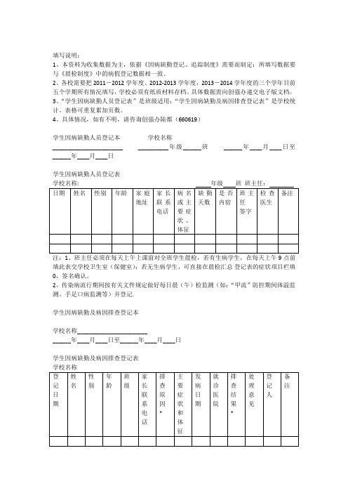 (完整版)因病缺勤登记表