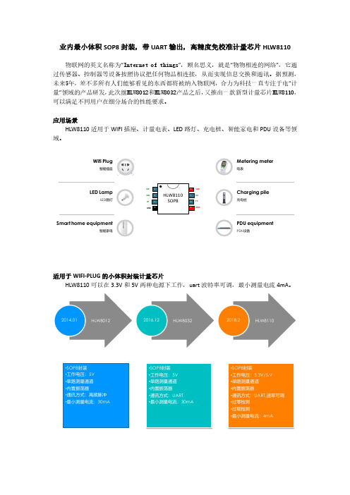 业内最小体积SOP8封装,带UART输出,高精度免校准计量芯片HLW8110