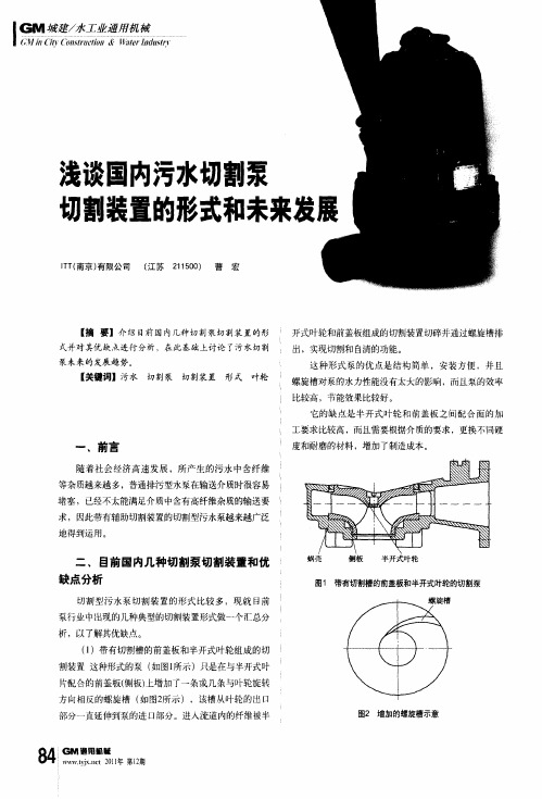 浅谈国内污水切割泵切割装置的形式和未来发展