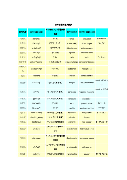 日本语电気器具辞典