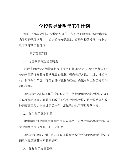 学校教导处明年工作计划