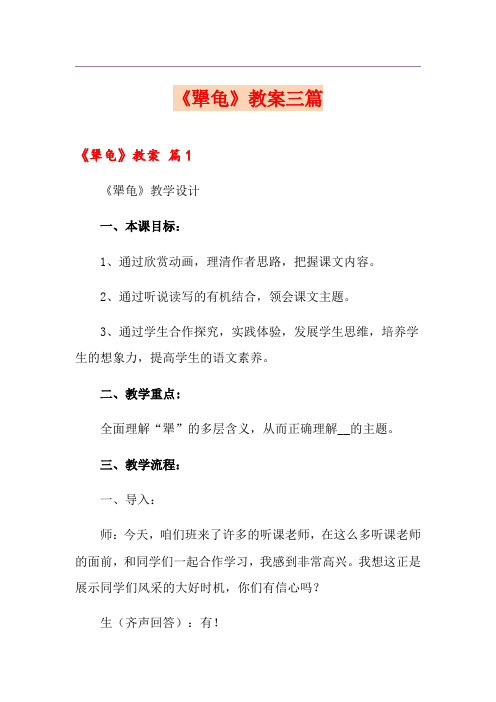 (精选)《犟龟》教案三篇