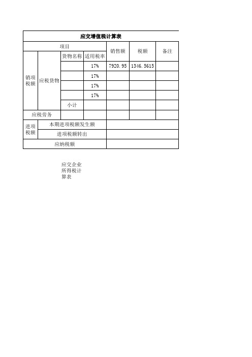 应交增值税计算表