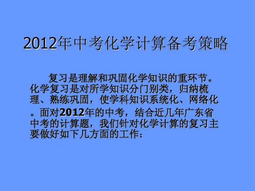 2012年中考化学计算