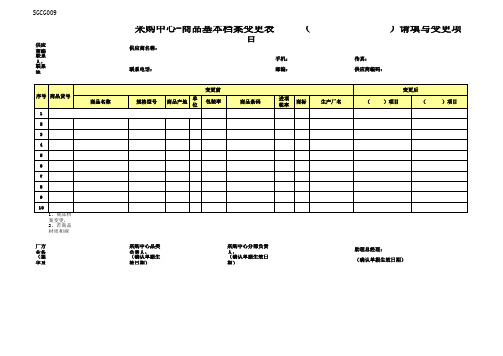 采购中心-商品基本档案变更表     (    )请填写变更项目