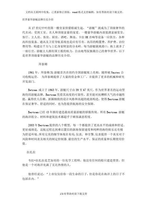 世界豪华游艇品牌历史介绍