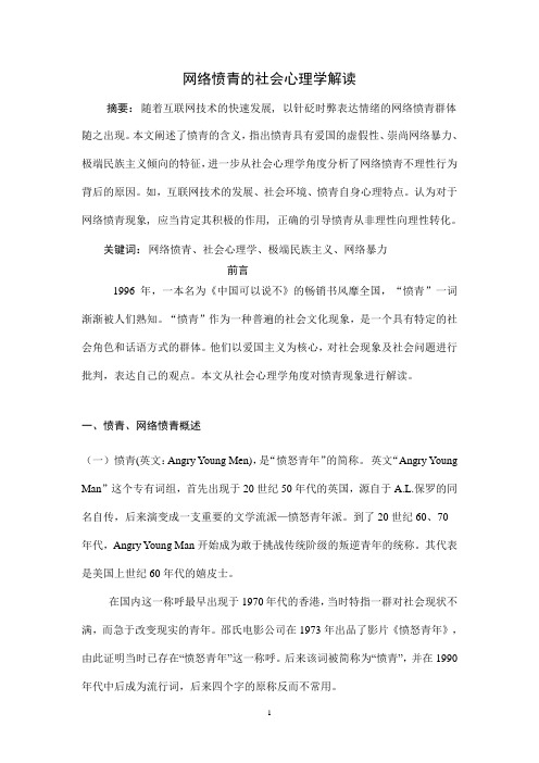 网络愤青的社会心理学解读分析