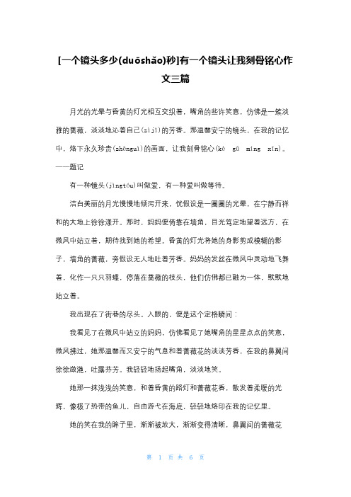 [一个镜头多少秒]有一个镜头让我刻骨铭心作文三篇