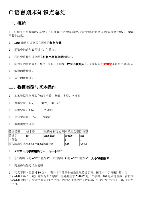 c语言考试重点归纳总结