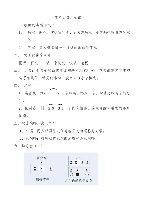 四年级下册音乐知识