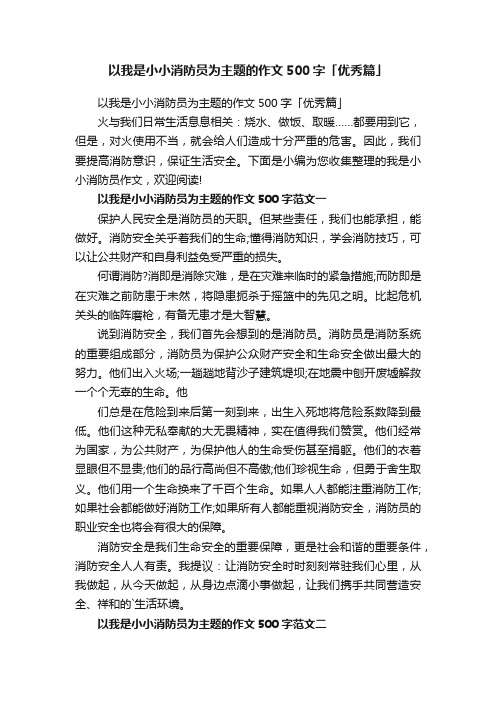 以我是小小消防员为主题的作文500字「优秀篇」