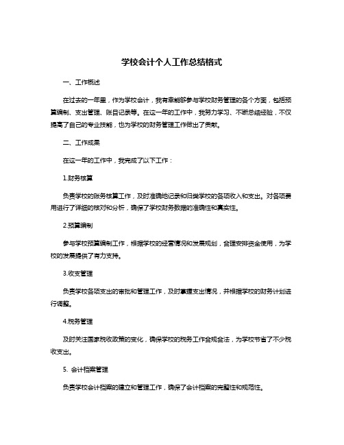 学校会计个人工作总结格式