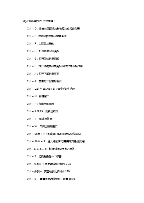 Edge浏览器的28个快捷键