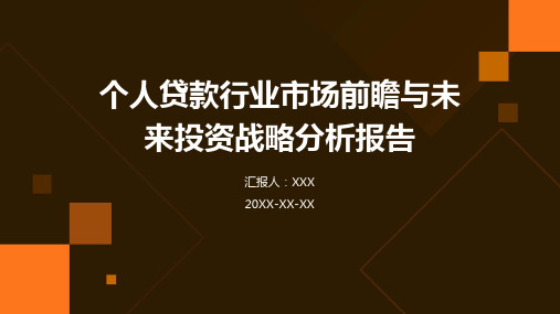 个人贷款行业市场前瞻与未来投资战略分析报告