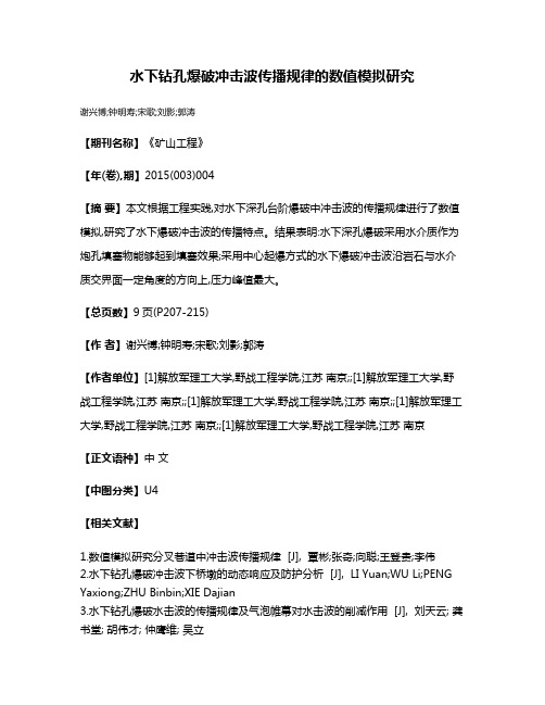 水下钻孔爆破冲击波传播规律的数值模拟研究