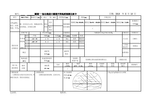 隧道掌子面地质情况描述表格