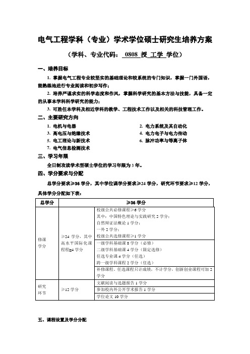 华科科学学位硕士研究生培养方案