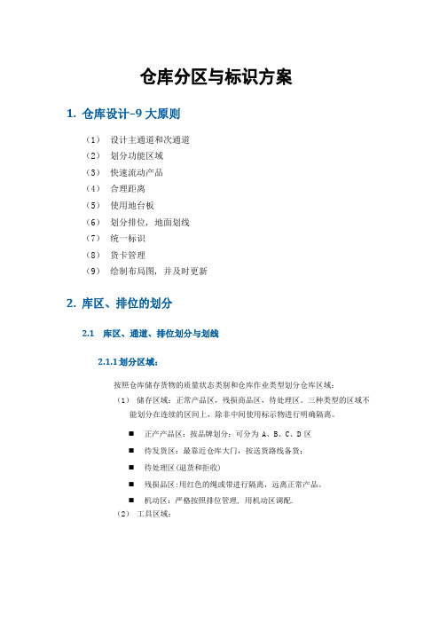 仓库分区与标识方案,仓库现场划线实施指引与标识方法