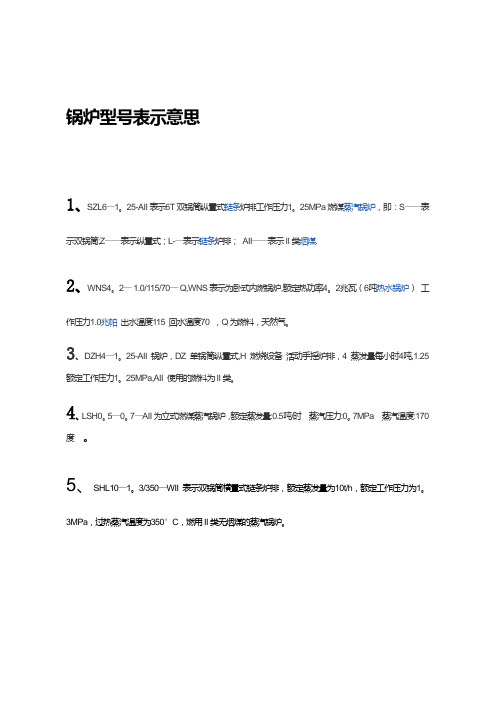 锅炉型号字母表示意思