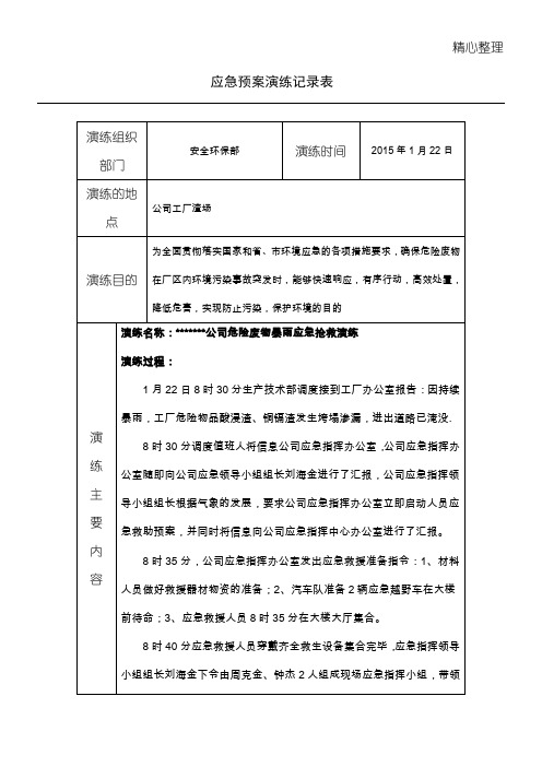 (完整版)应急预案演练记录表