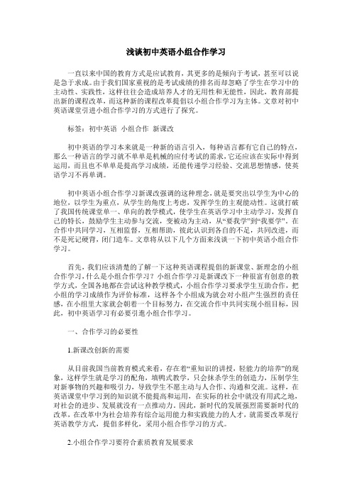 浅谈初中英语小组合作学习