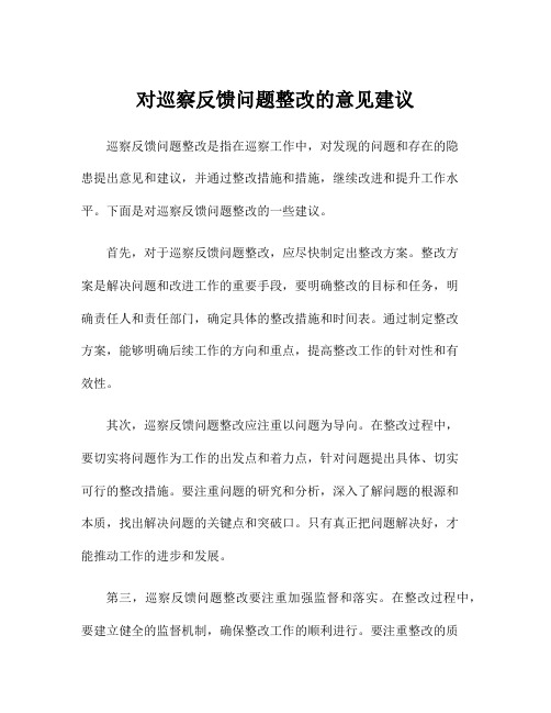 对巡察反馈问题整改的意见建议