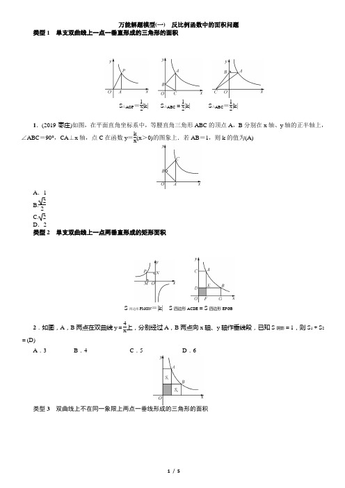 万能解题模型(一) 反比例函数中的面积问题