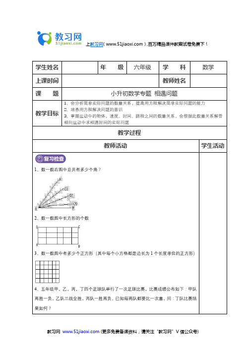 六年级下册数学习题-小升初专题 相遇问题 通用版(含答案)