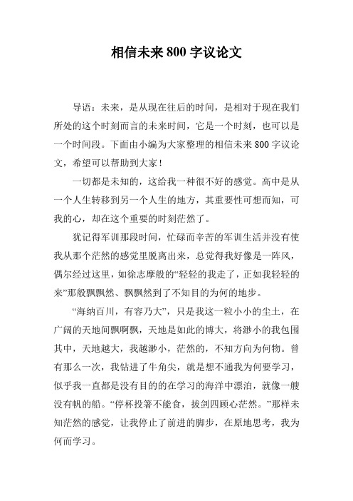 相信未来800字议论文