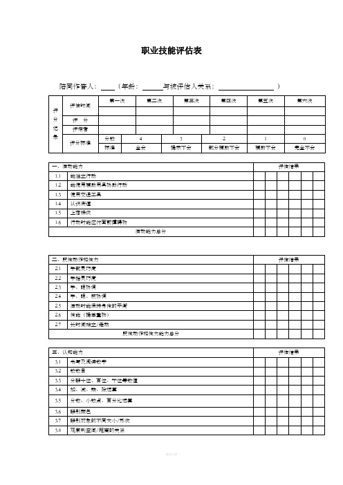 职业技能评估表