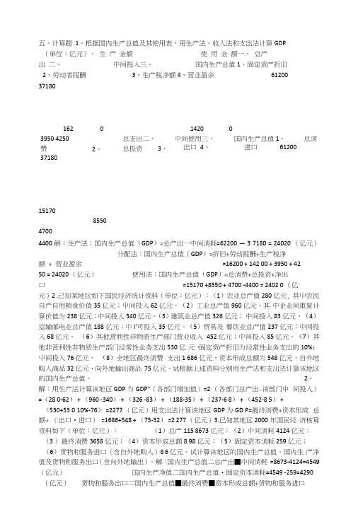 国民经济核算期末复习指导计算题.docx