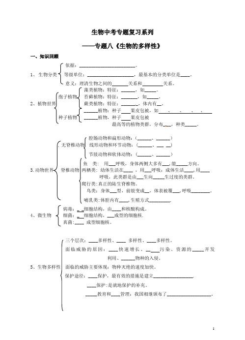 生物的多样性专题复习