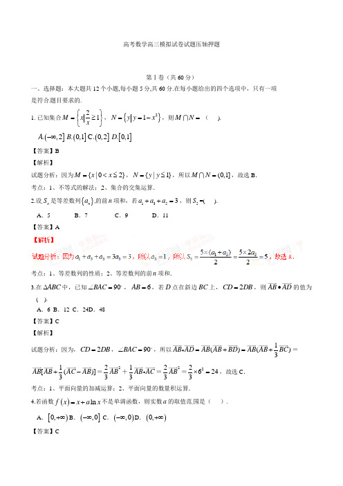 高考数学高三模拟试卷试题压轴押题024