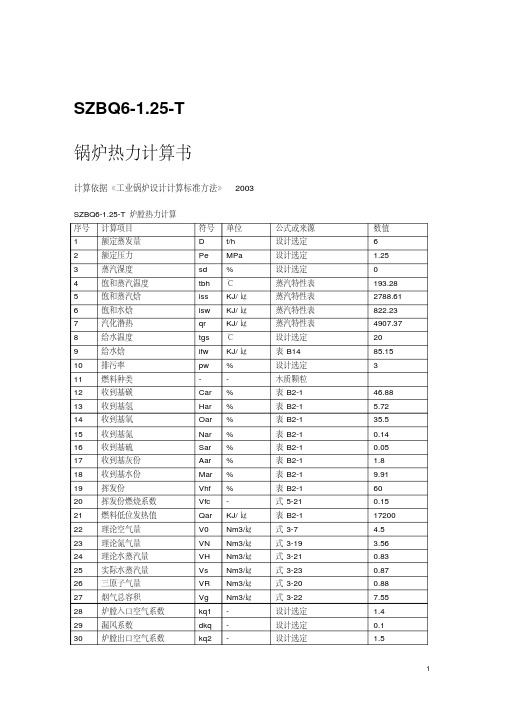 锅炉炉膛热力计算+锅炉烟风阻力计算书