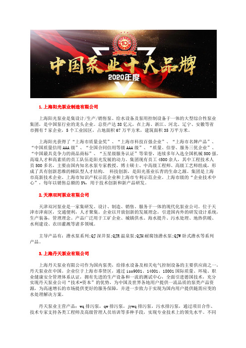 离心旋涡泵厂家国内公司排名总榜