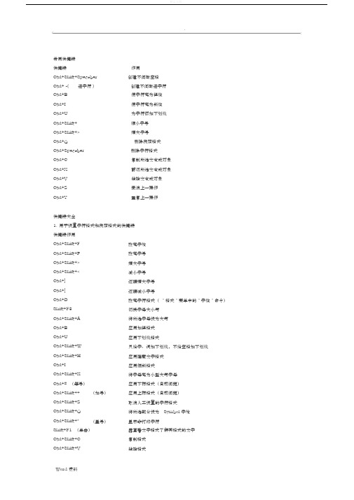 WORD办公软件操作快捷键大全