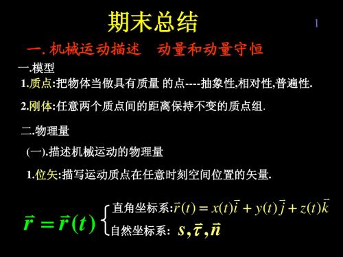 大学物理期末总结(第一学期)