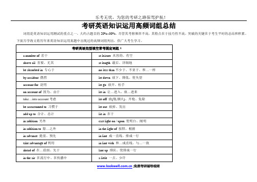 考研英语知识运用高频词组总结