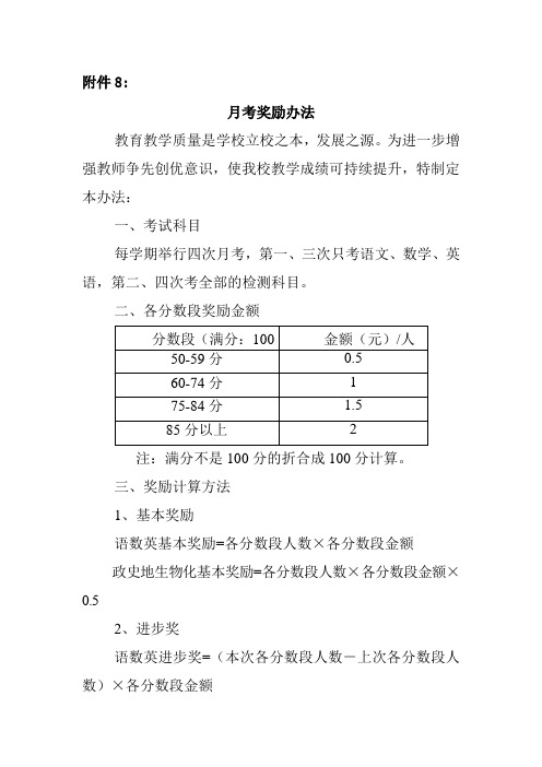 月考奖励办法