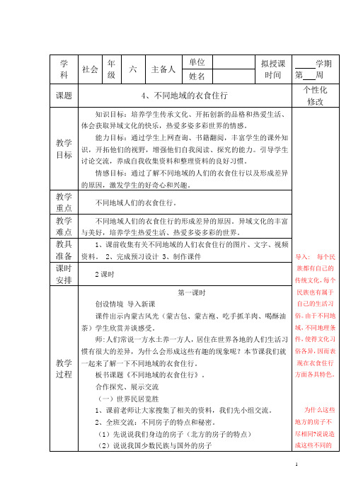 4 不同地域的衣食住行