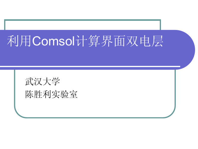 COMSOL在电化学方面的应用