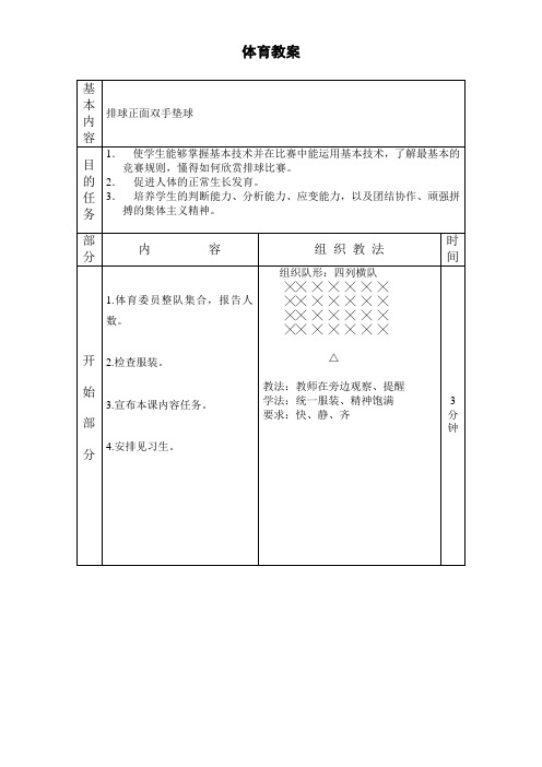 排球正面双手垫球